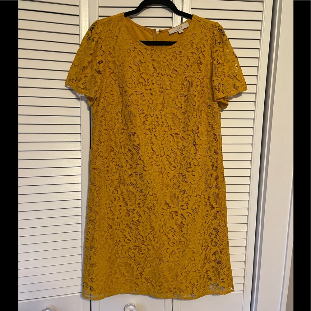 LOFT Yellow Lace Dress